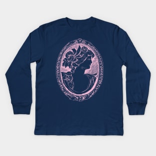Vintage Distressed Pink Cameo Kids Long Sleeve T-Shirt